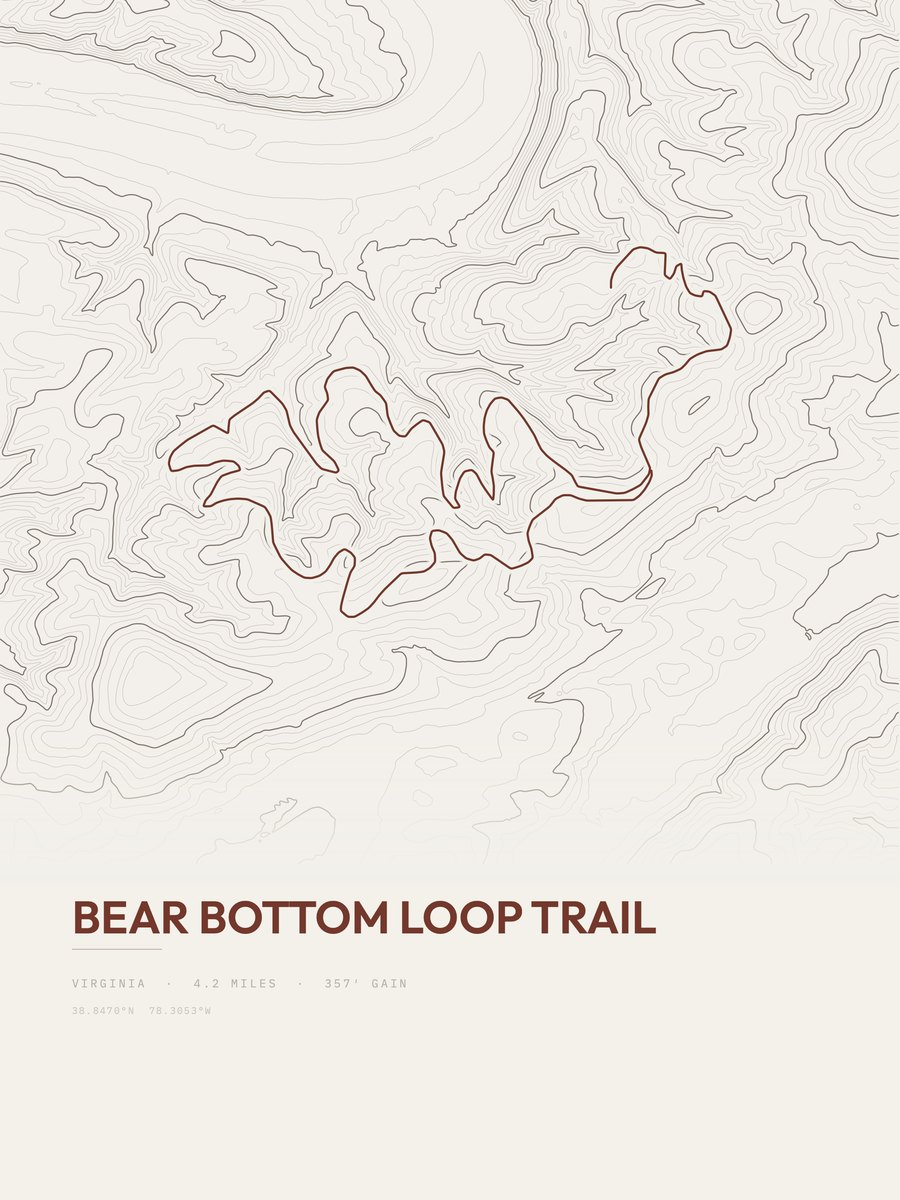 Bear Bottom Loop Trail Topographic print