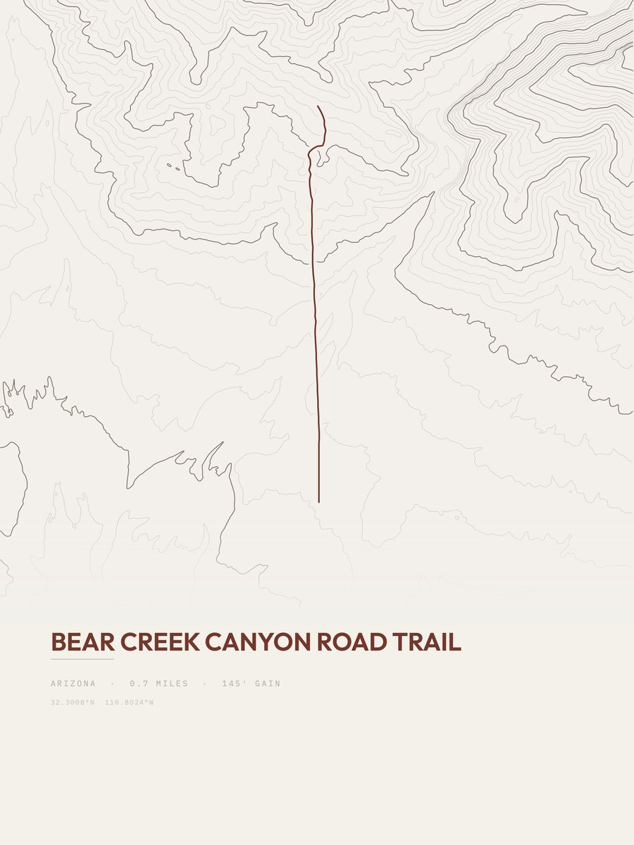 Bear Creek Canyon Road Trail topographic trail print