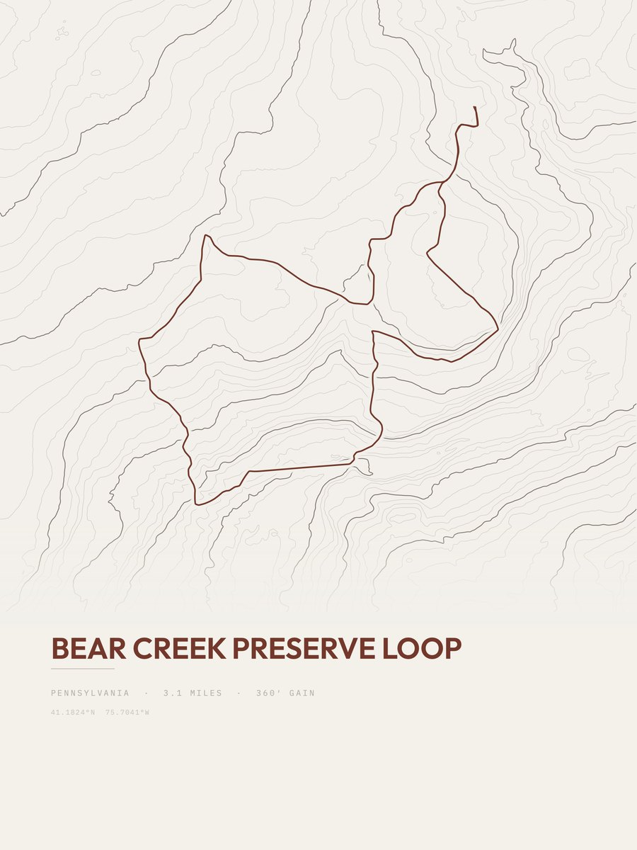 Bear Creek Preserve Loop topographic trail print