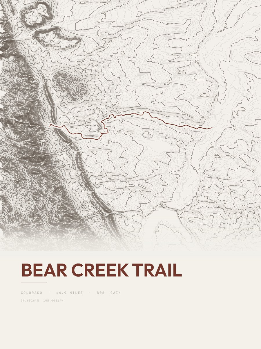Bear Creek Trail Topographic print