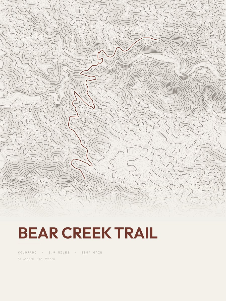 Bear Creek Trail topographic trail print