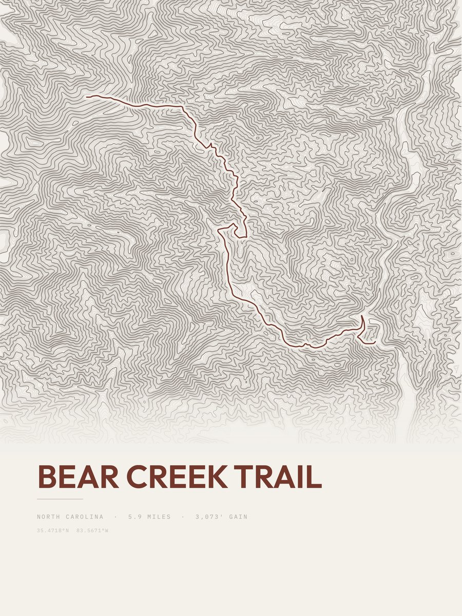 Bear Creek Trail Topographic print