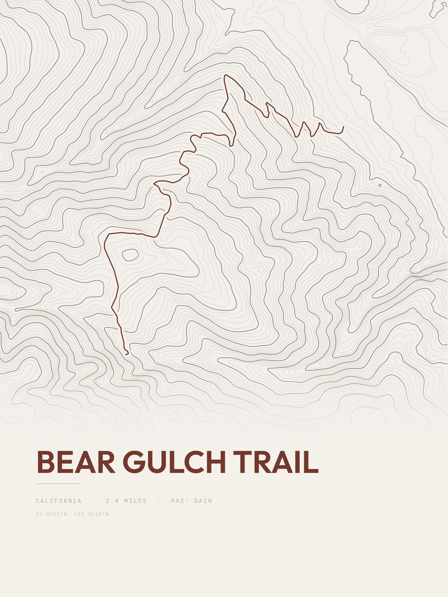 Bear Gulch Trail Topographic print