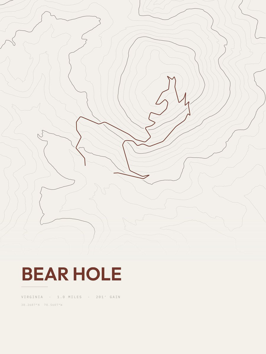 Bear Hole topographic trail print
