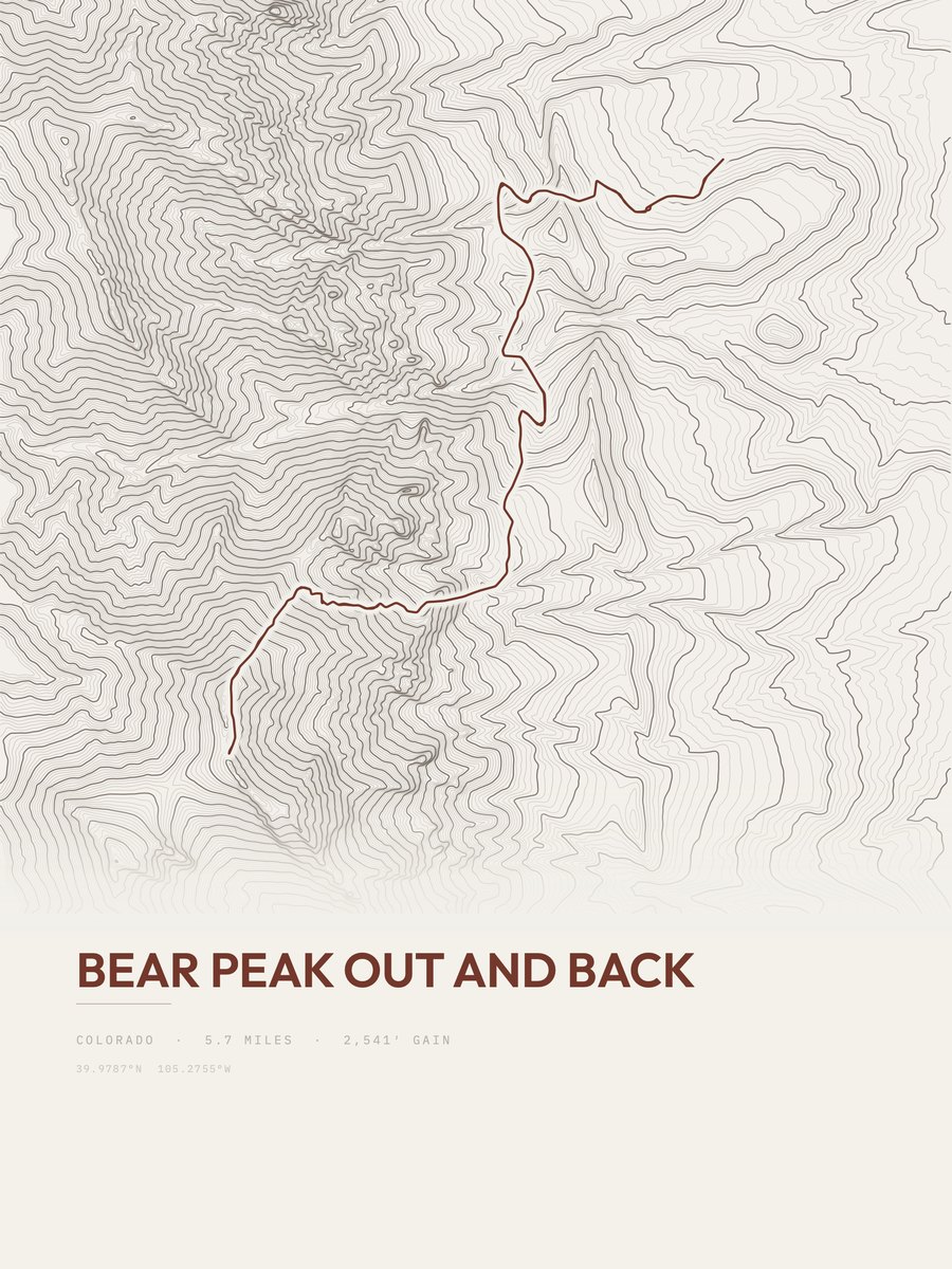 Bear Peak topographic trail print