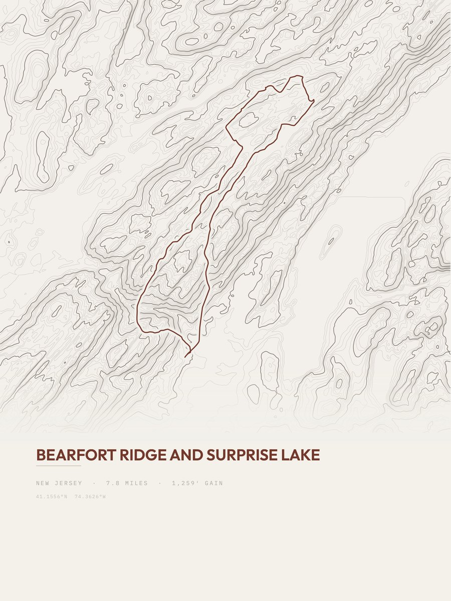 Bearfort Ridge and Surprise Lake Topographic print
