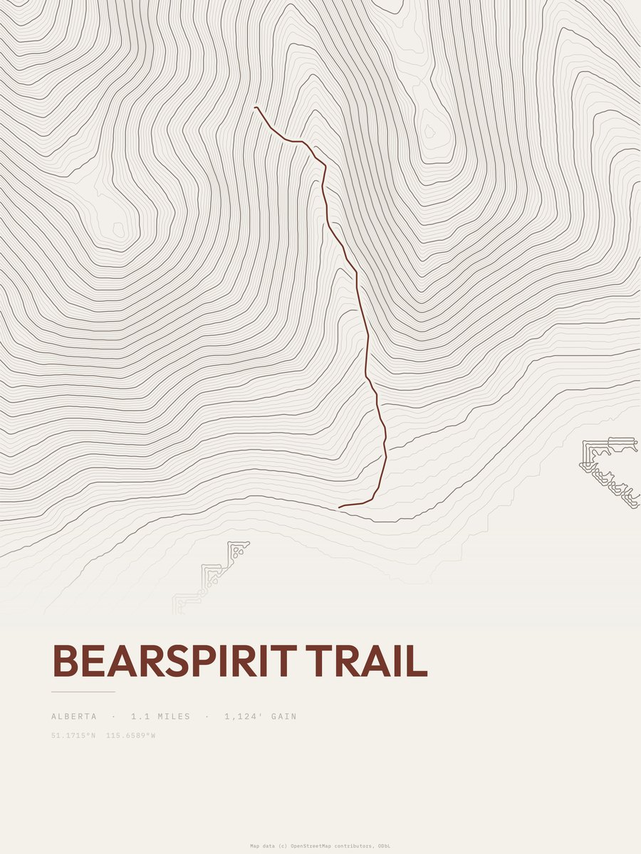 Bearspirit Trail Topographic print