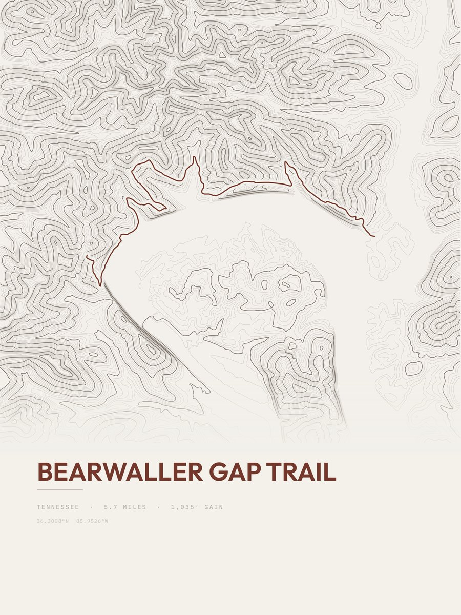 Bearwaller Gap Trail Topographic print