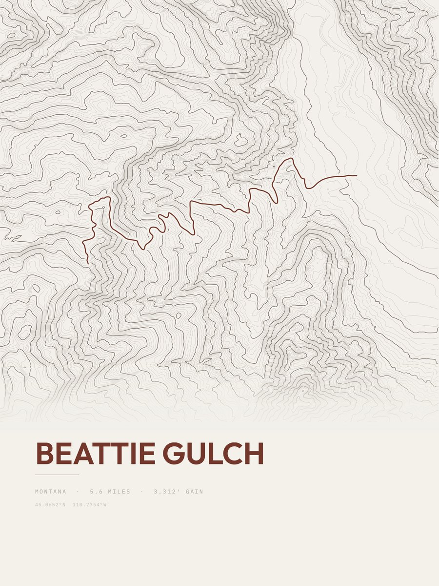 Beattie Gulch Topographic print