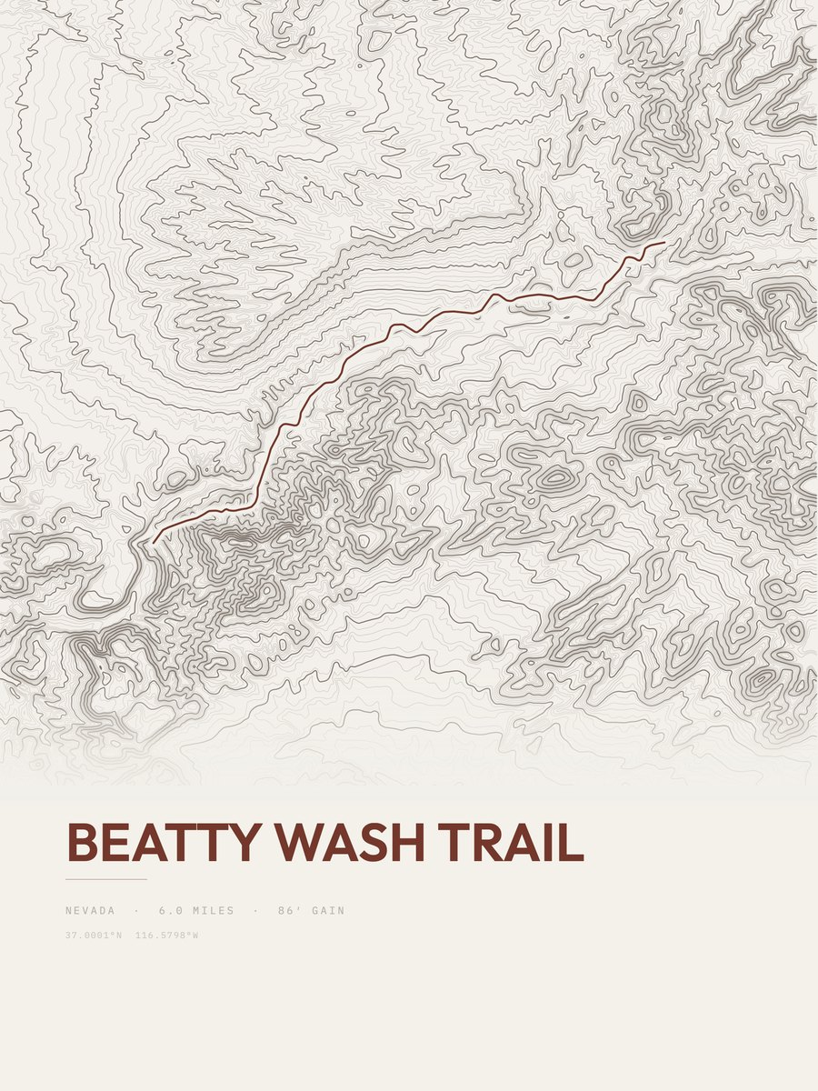 Beatty Wash Trail topographic trail print