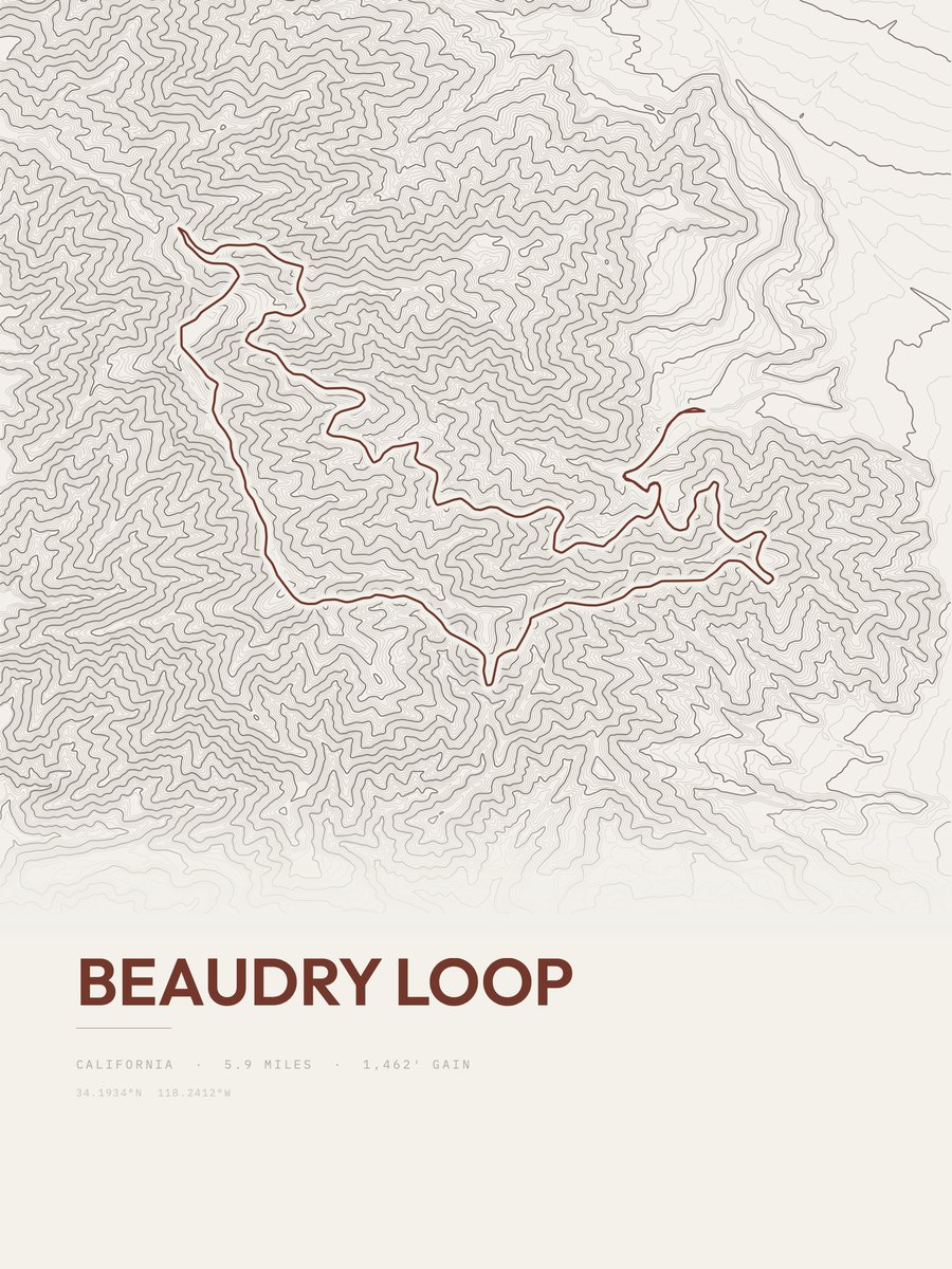 Beaudry Loop Topographic print
