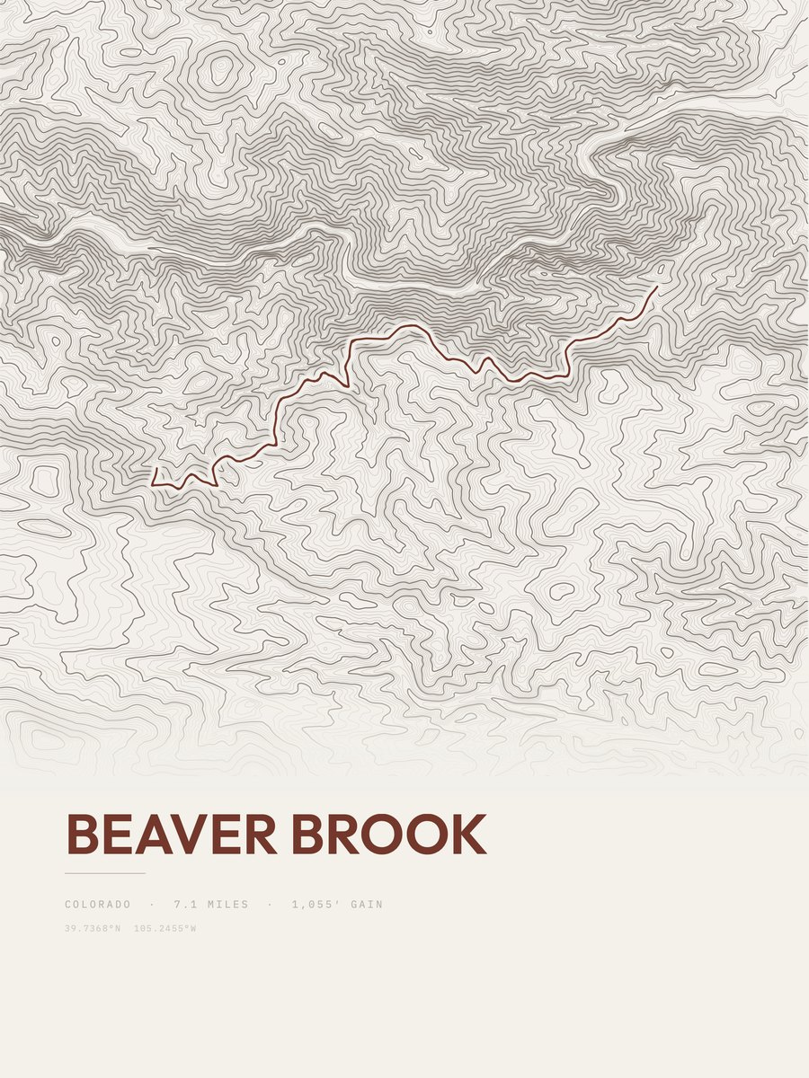 Beaver Brook topographic trail print