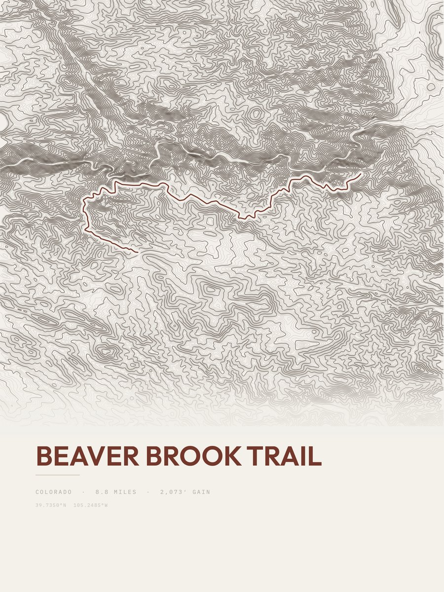 Beaver Brook Trail topographic trail print