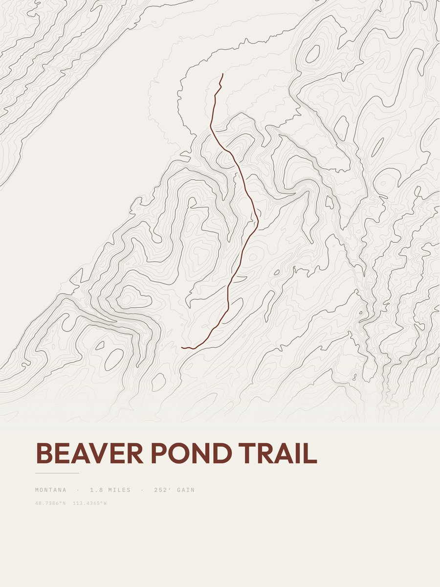 Beaver Pond Trail topographic trail print