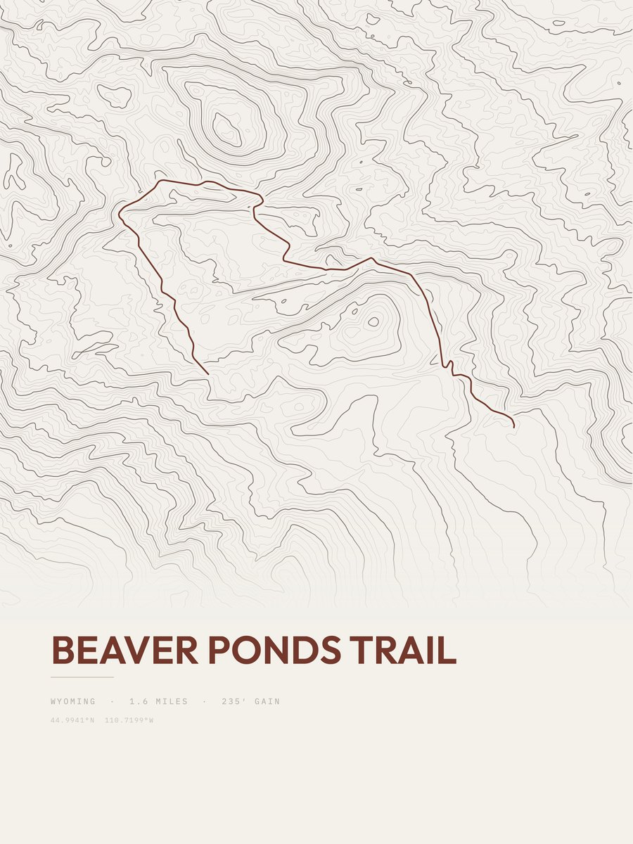 Beaver Ponds Trail Topographic print