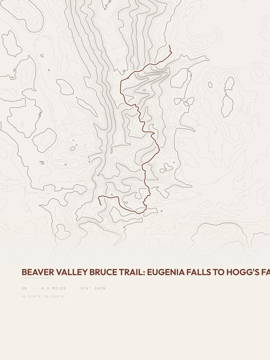 Beaver Valley Bruce Trail topographic trail print
