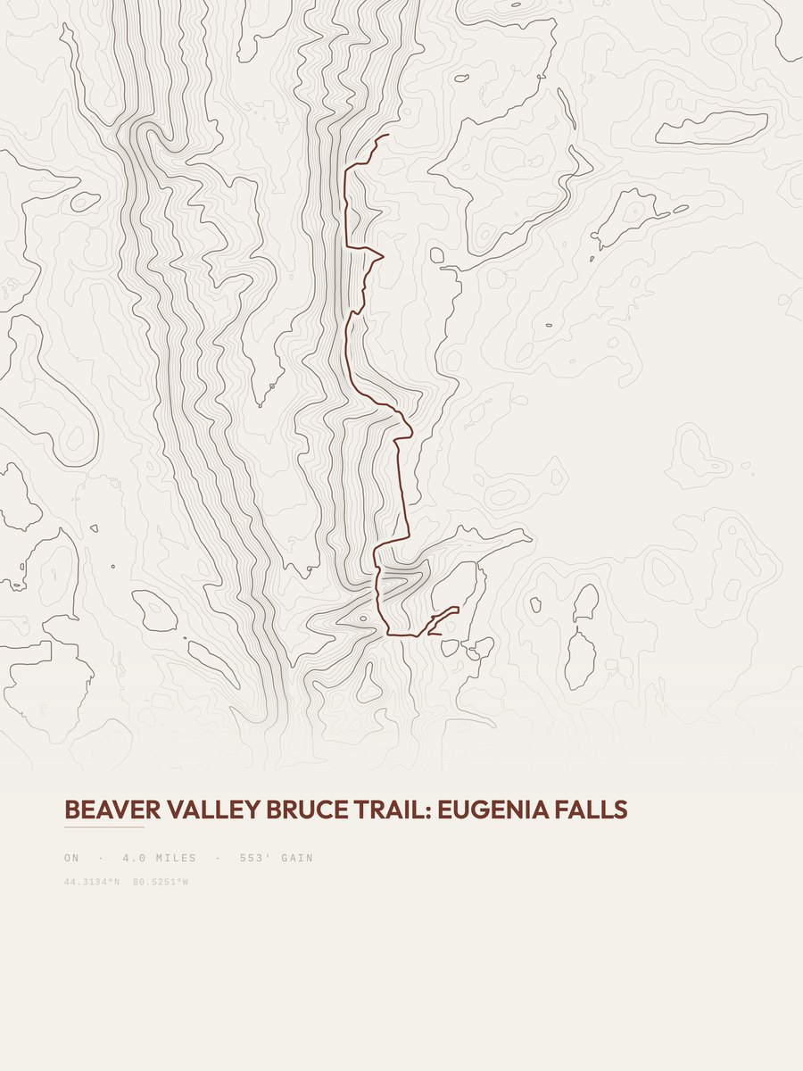 Beaver Valley Bruce Trail topographic trail print