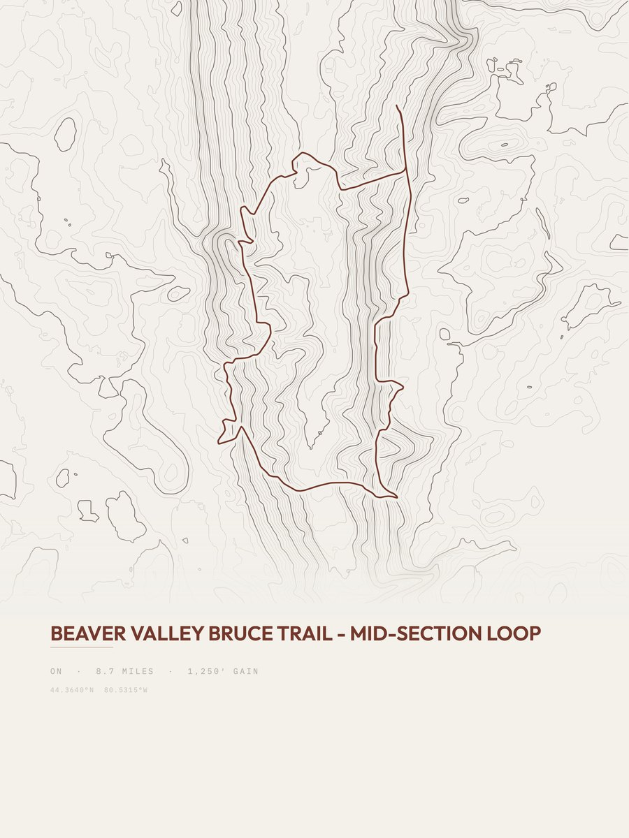 Beaver Valley Bruce Trail topographic trail print
