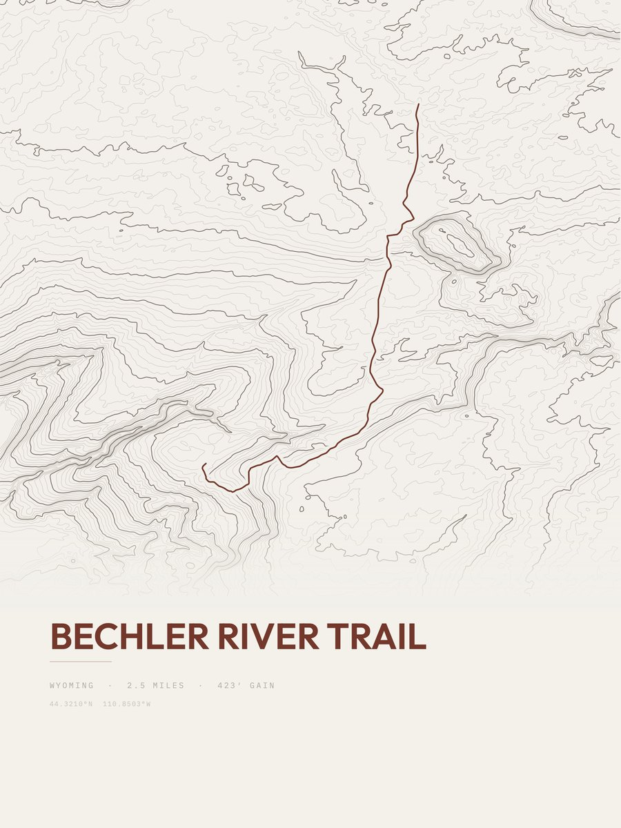 Bechler River Trail Topographic print