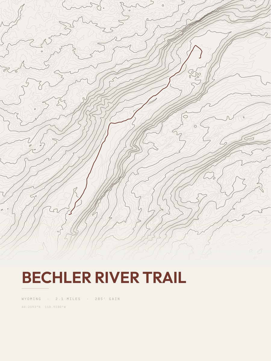 Bechler River Trail Topographic print