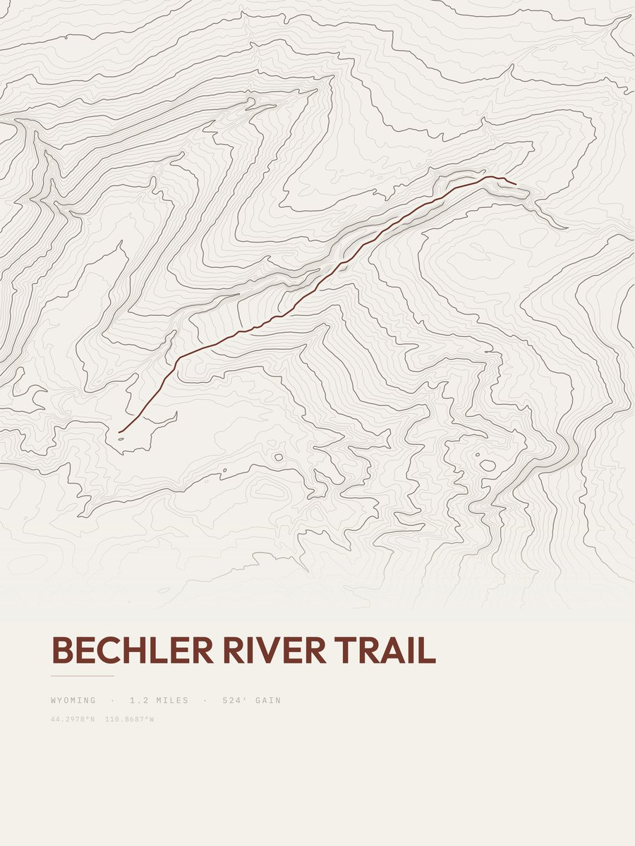 Bechler River Trail Topographic print