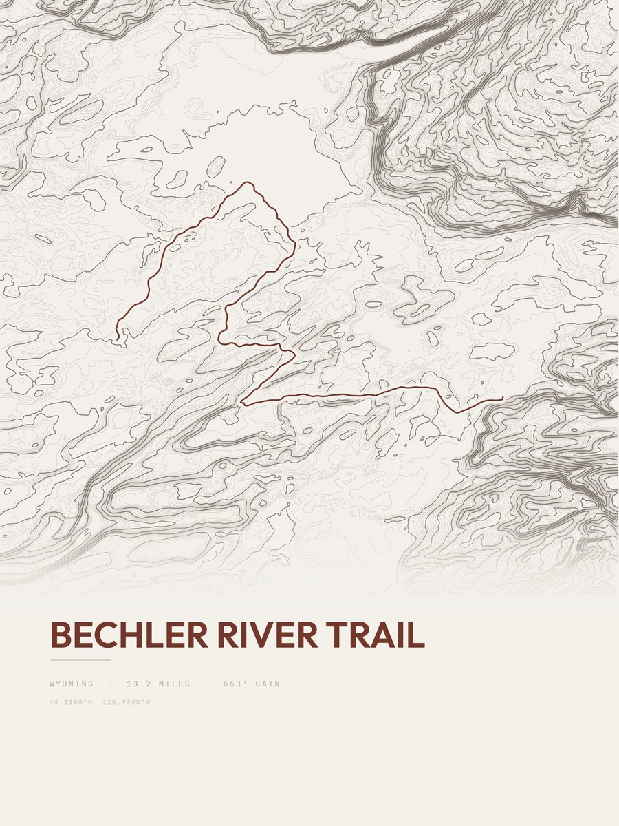 Bechler River Trail Topographic print