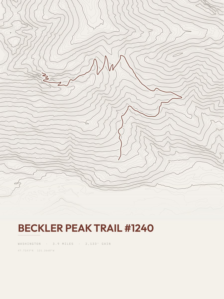 Beckler Peak Trail Topographic print