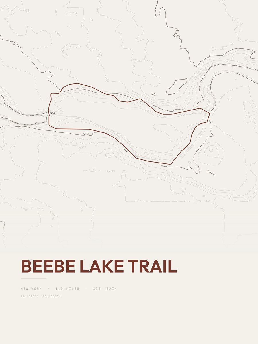 Beebe Lake Trail topographic trail print
