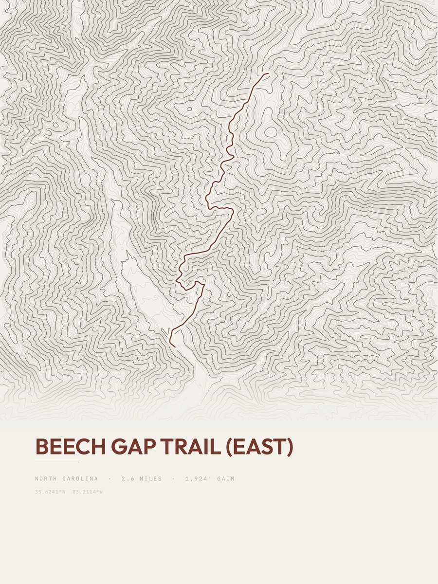 Beech Gap Trail (East) Topographic print