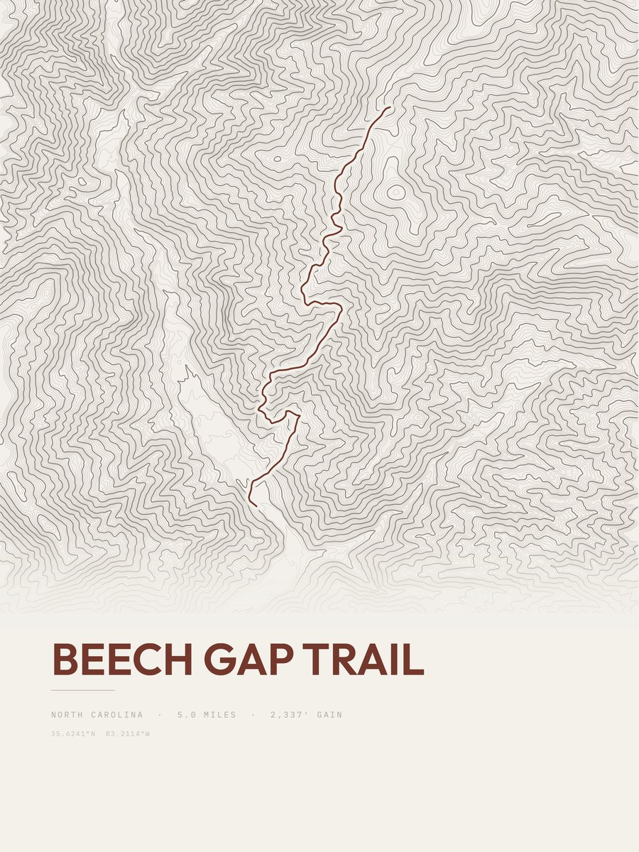 Beech Gap Trail Topographic print