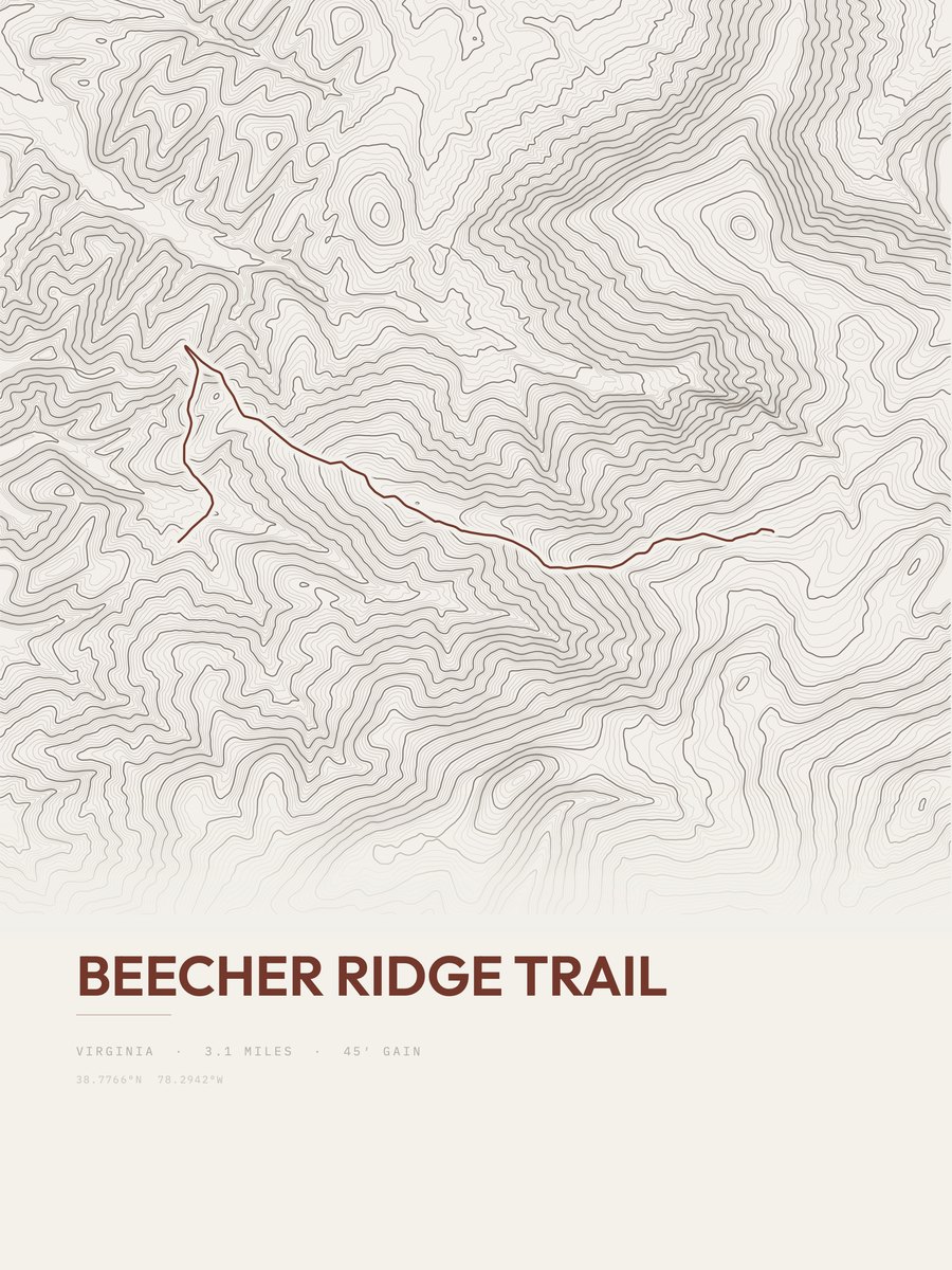 Beecher Ridge Trail Topographic print