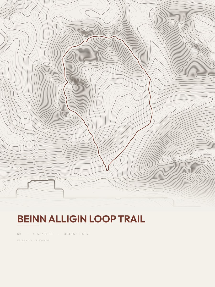 Beinn Alligin Loop Trail Topographic print