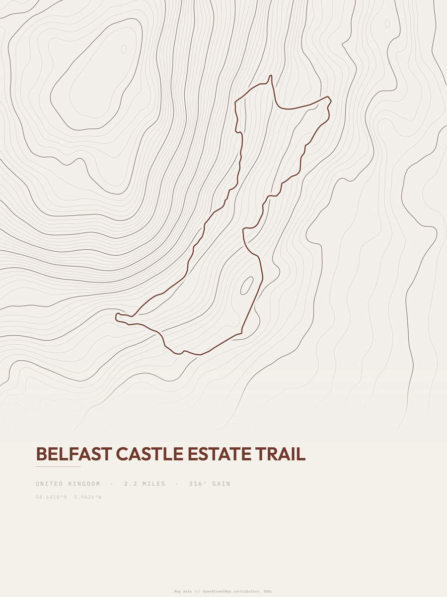 Belfast Castle Estate Trail Topographic print