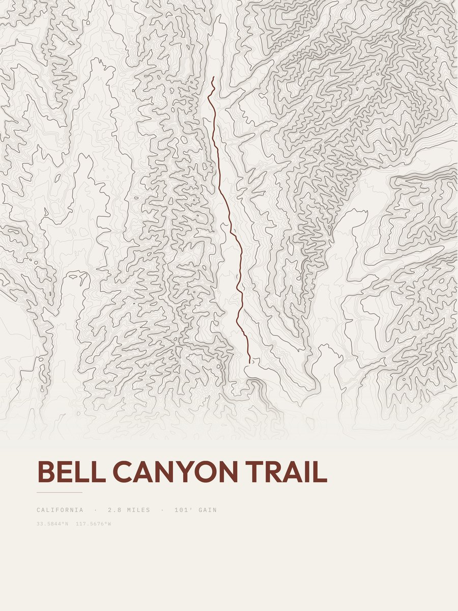 Bell Canyon Trail Topographic print