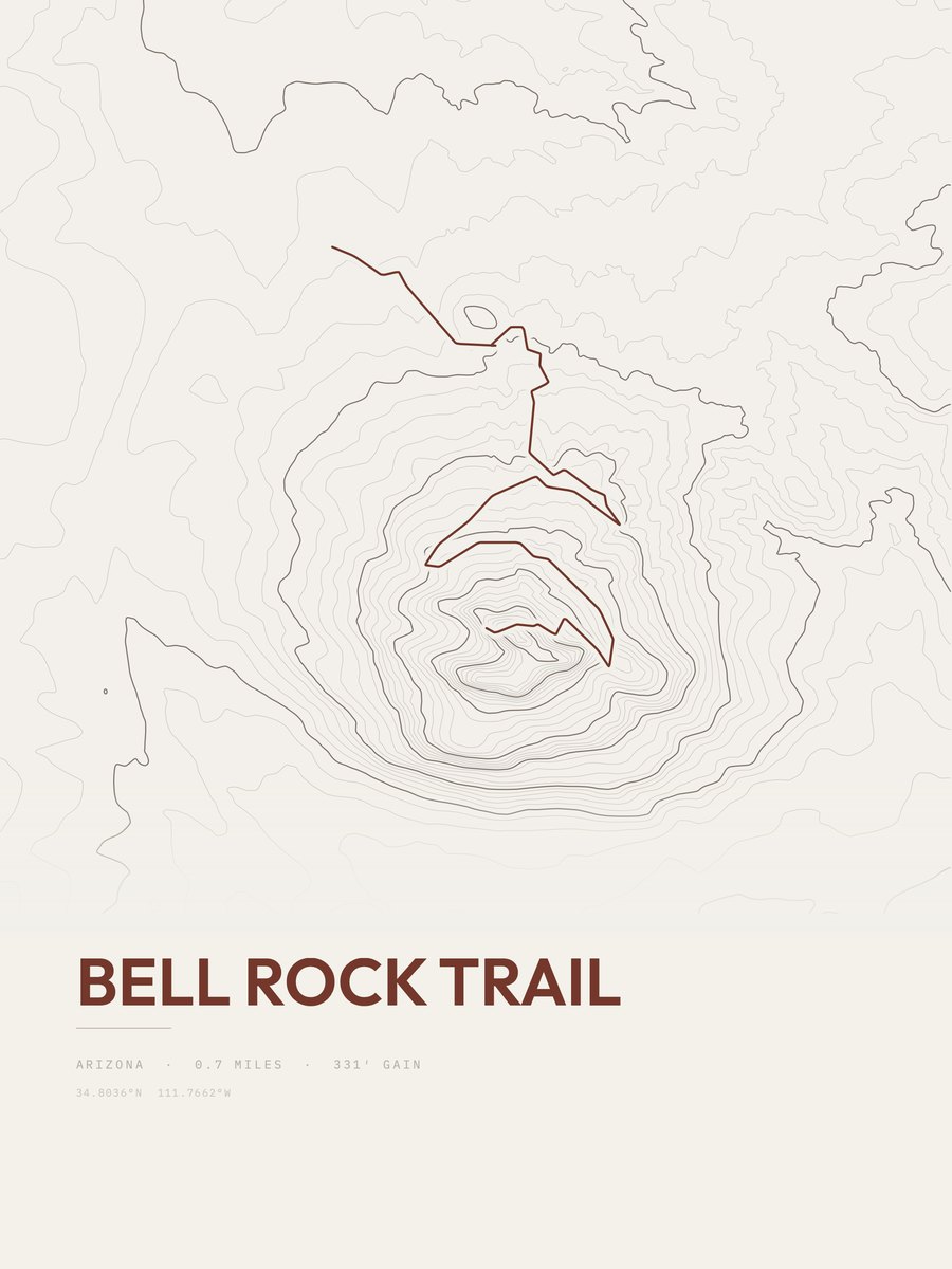 Bell Rock Trail Topographic print