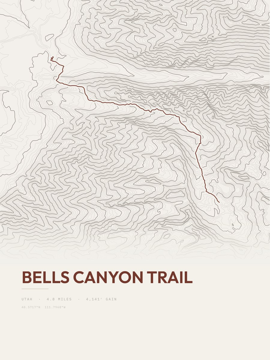 Bells Canyon Trail Topographic print