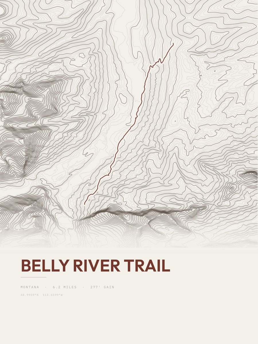 Belly River Trail Topographic print