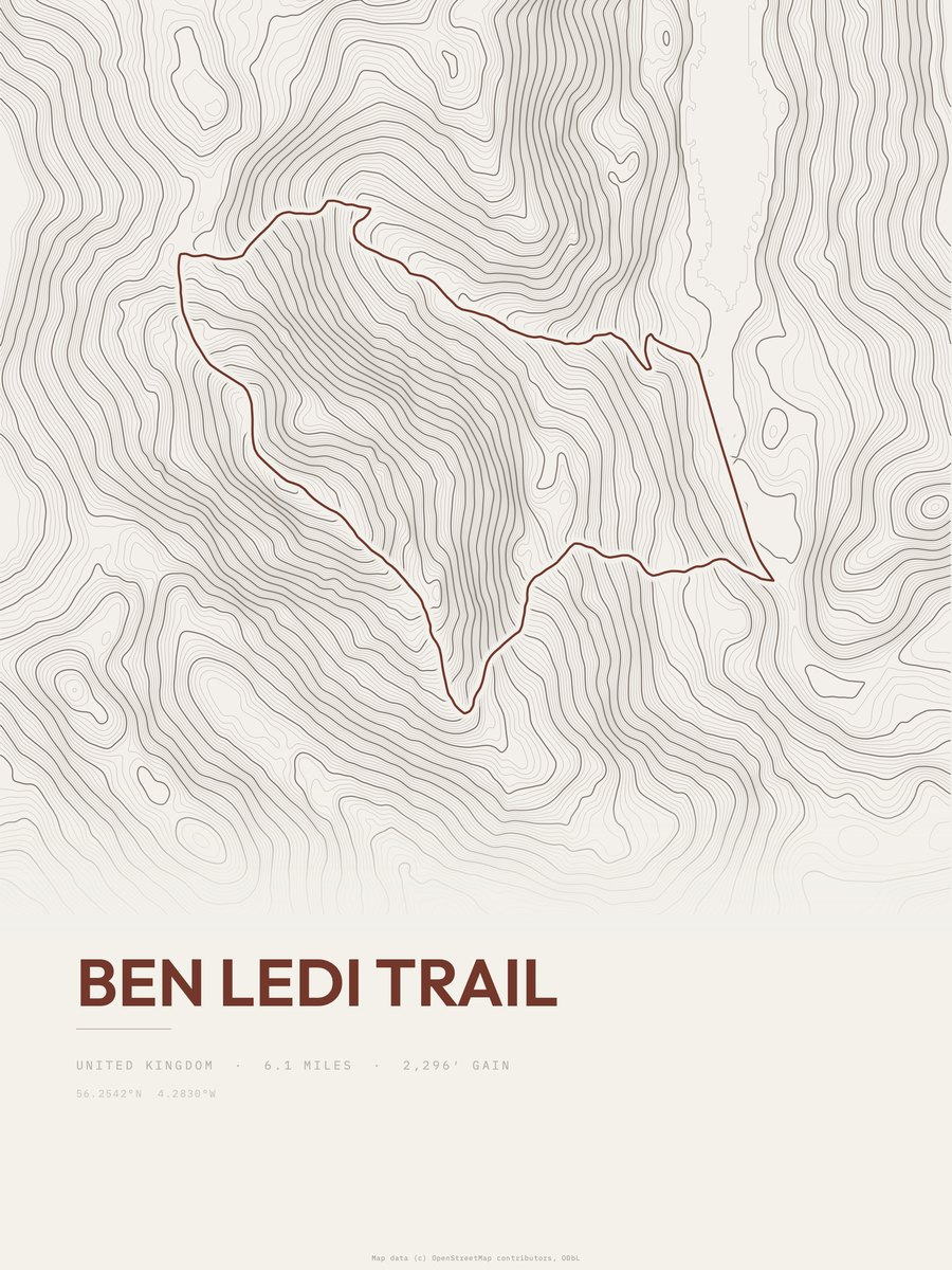 Ben Ledi Trail topographic trail print