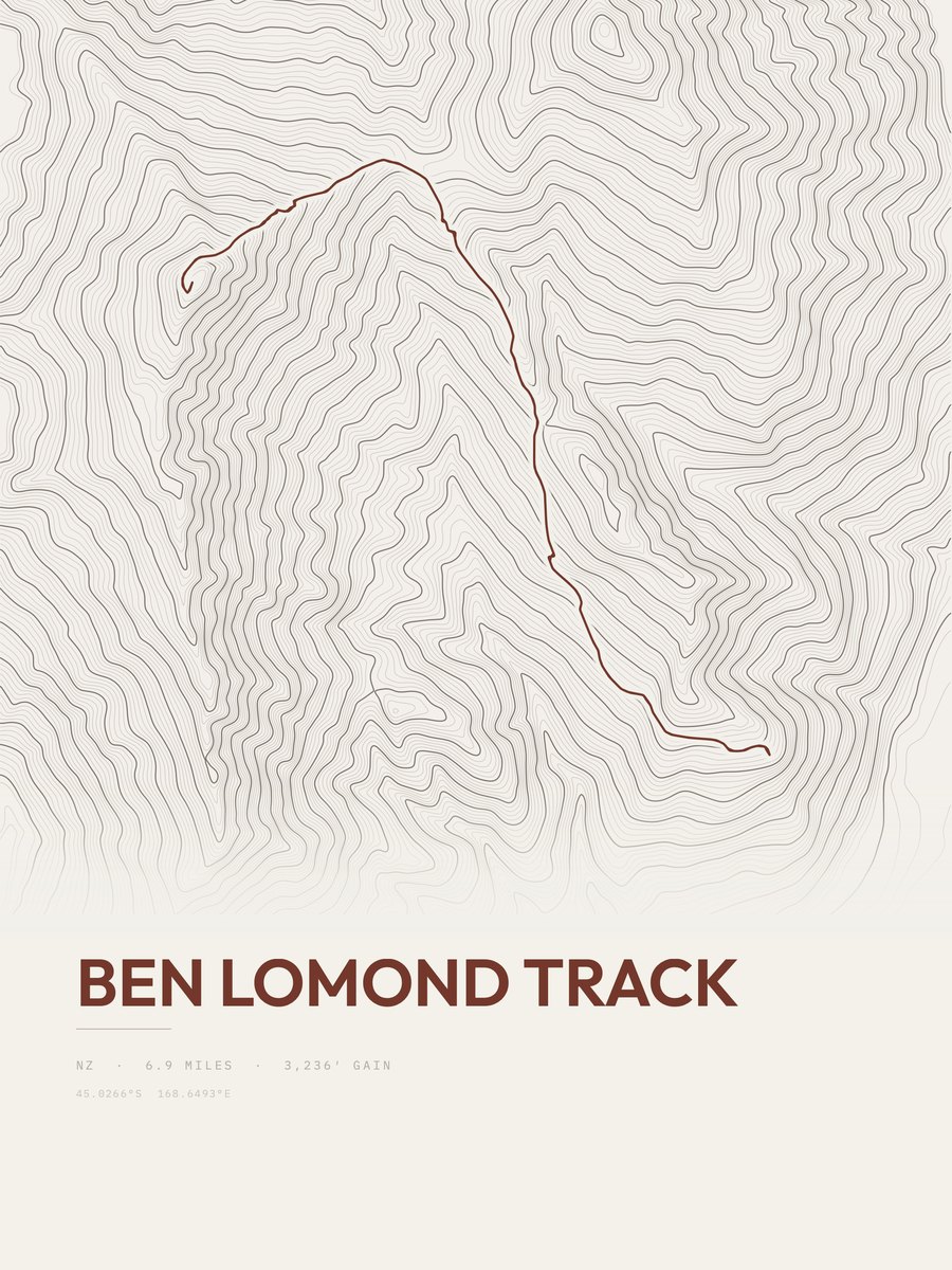 Ben Lomond Track topographic trail print