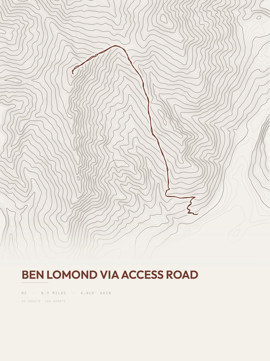 Ben Lomond topographic trail print