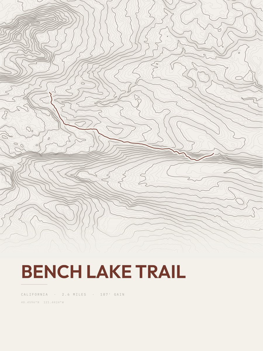 Bench Lake Trail topographic trail print
