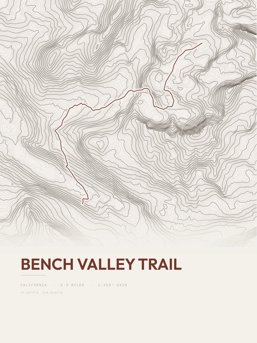 Bench Valley Trail Topographic print