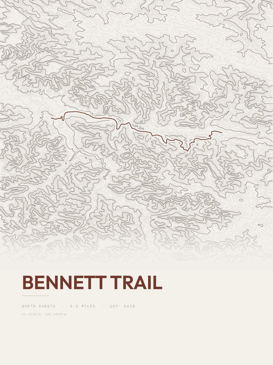 Bennett Trail Topographic print