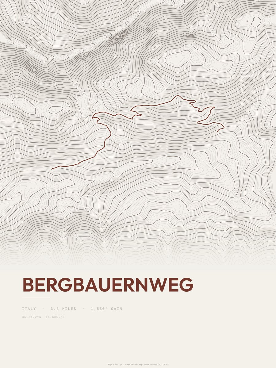Bergbauernweg Topographic print