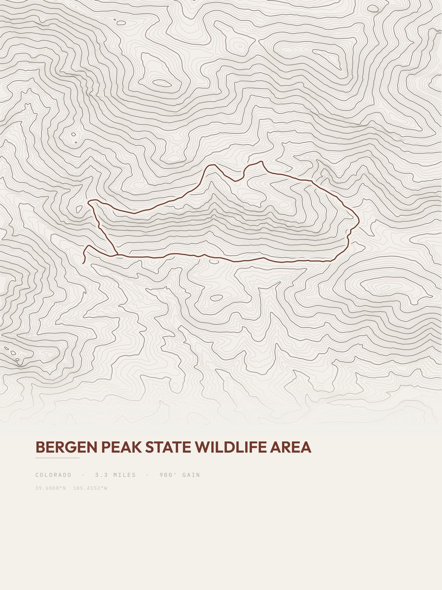Bergen Peak State Wildlife Area topographic trail print