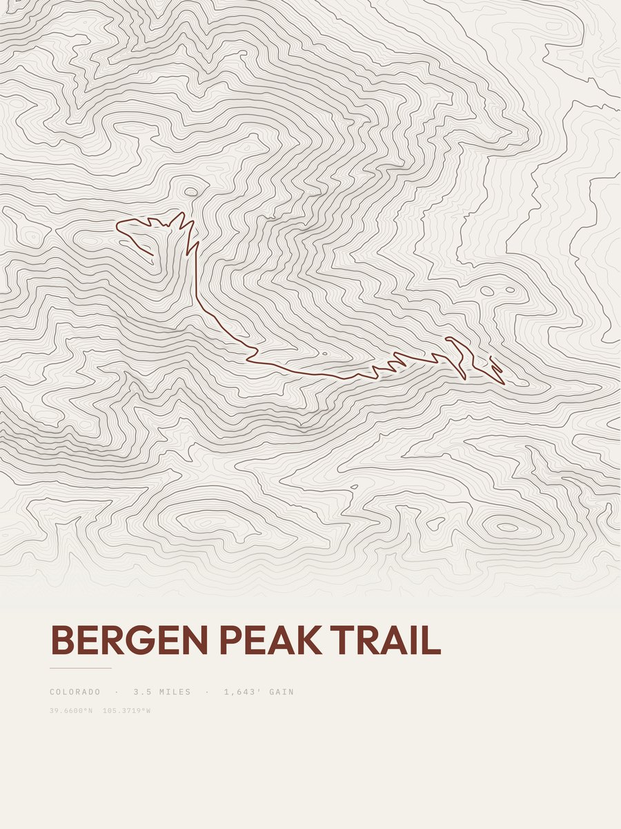 Bergen Peak Trail topographic trail print