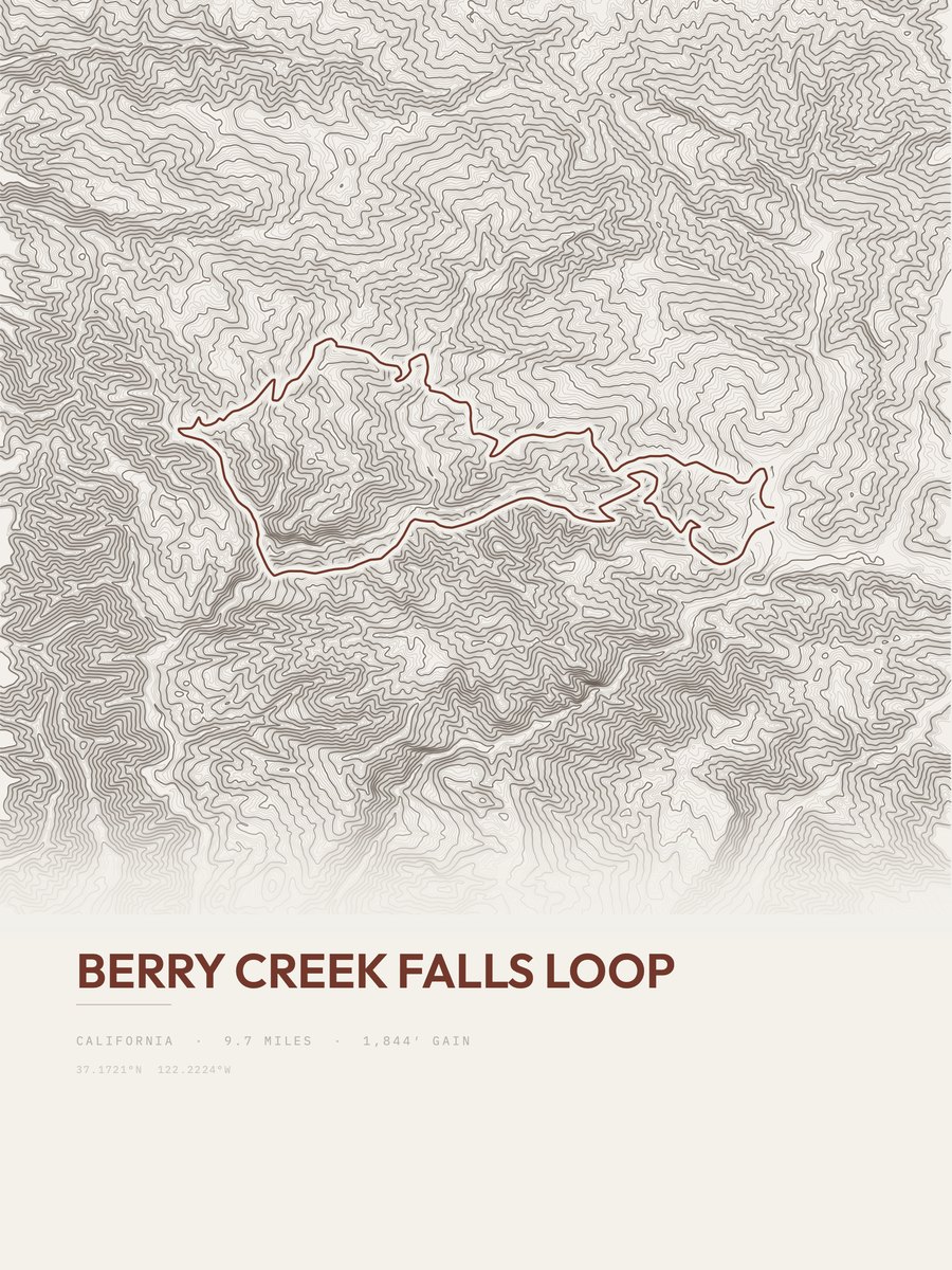 Berry Creek Falls Loop Topographic print