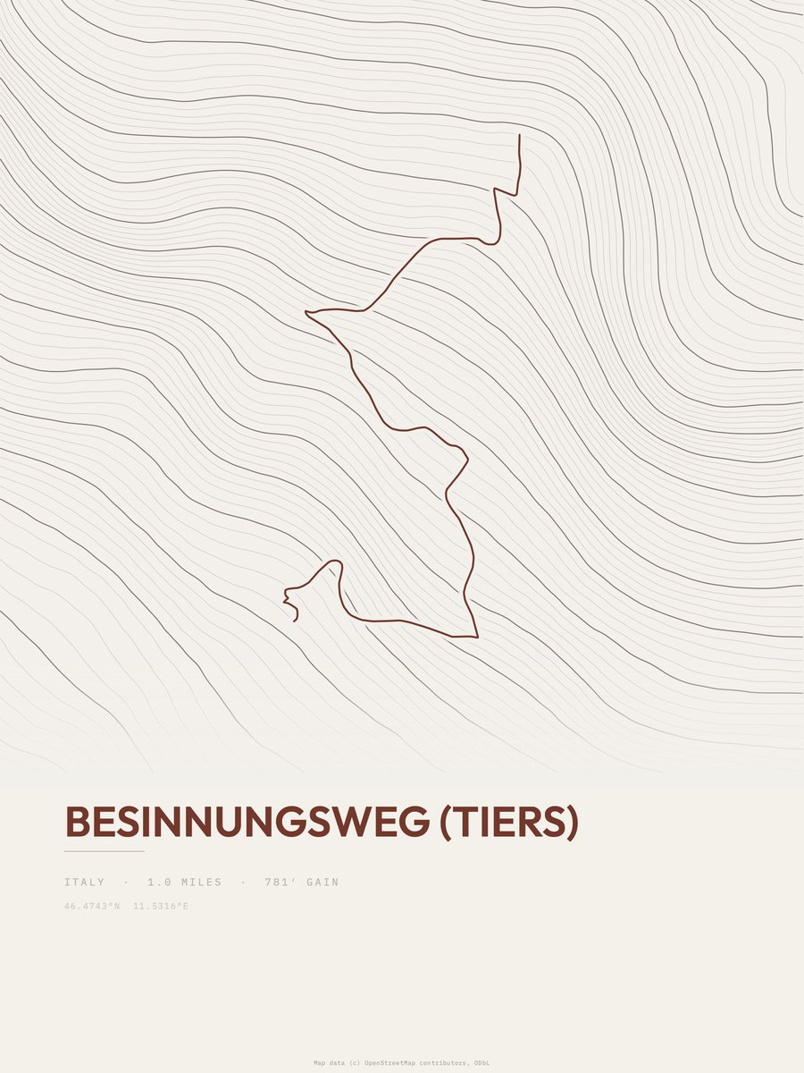 Besinnungsweg (Tiers) Topographic print