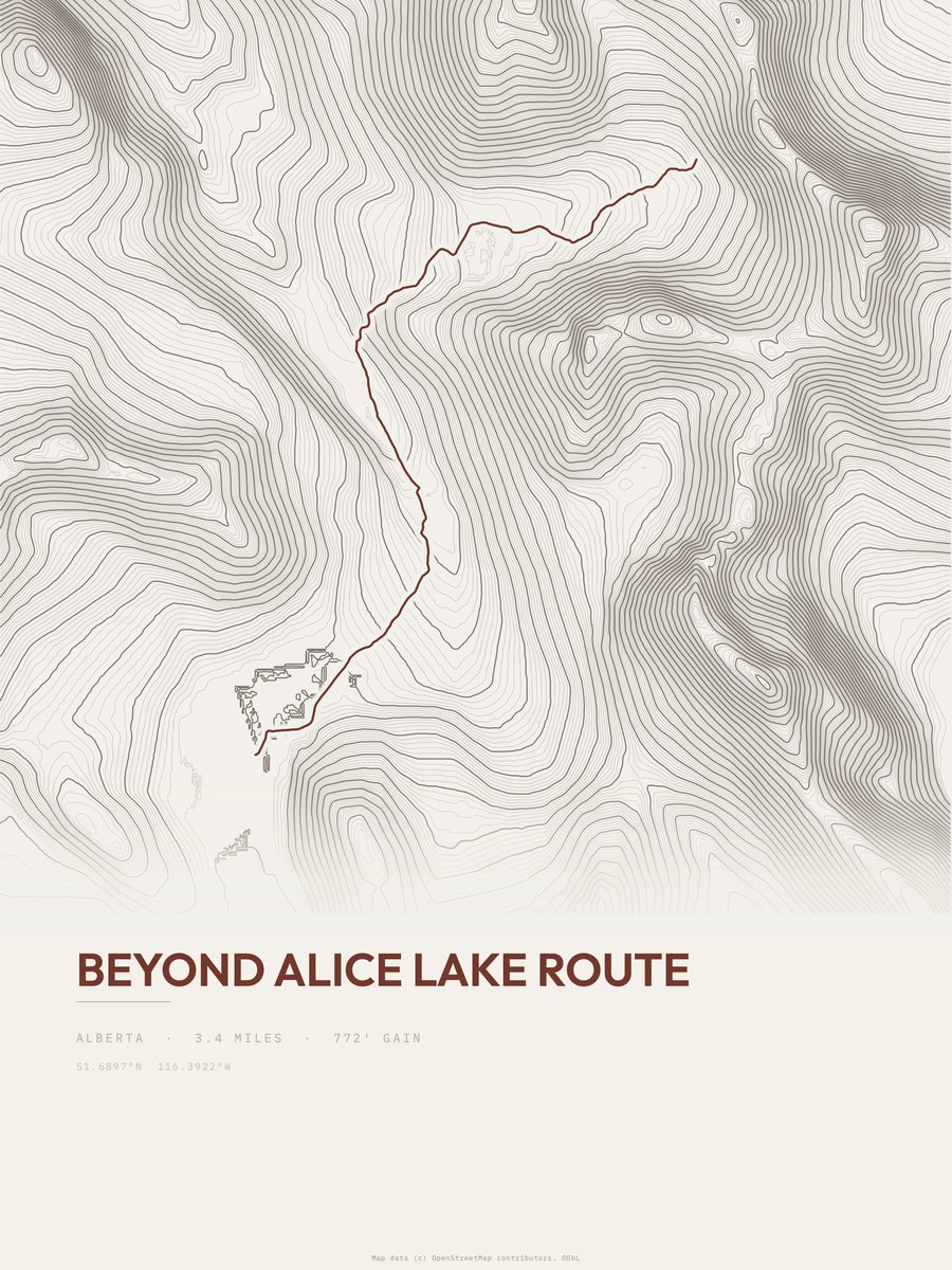 Beyond Alice Lake Route Topographic print