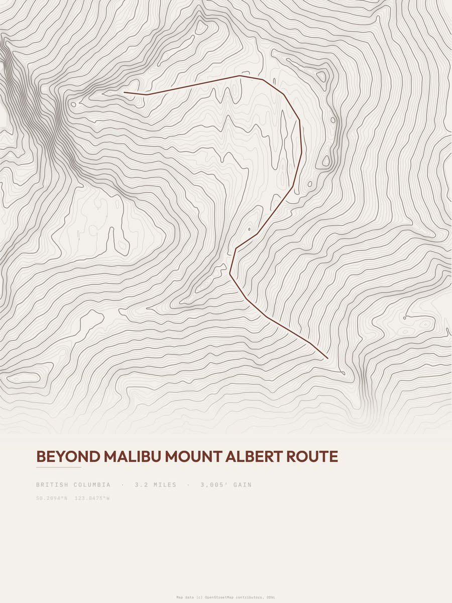 Beyond Malibu Mount Albert Route Topographic print